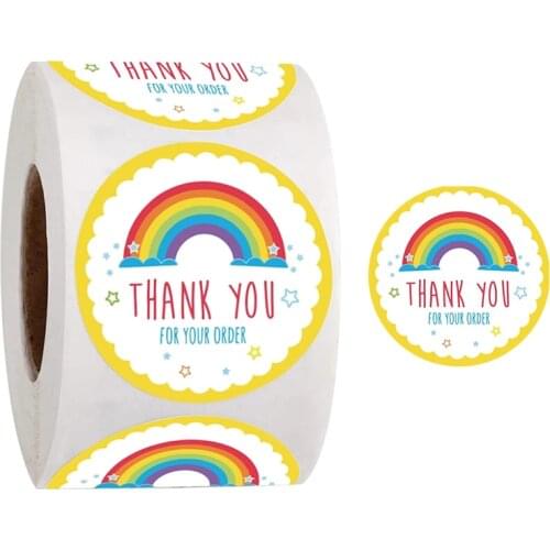 500Pcs Cute Rainbow Sticker Thank You For Your Order Stickers For Small Business Decor Labels Gift Envelopes Packaging Seal