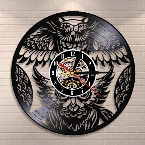 Bird Wall Art Vinyl Record Clock Beatiful Bird Housewarming Gift For Animals Owl Retro Wall Clock Lover Kid Room Nursery Decor