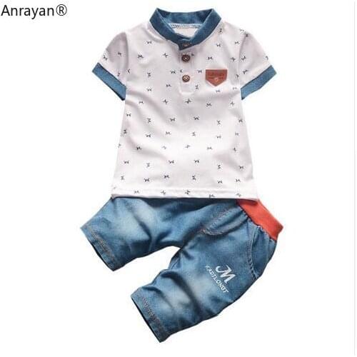 2020 Summer New Baby Boys Summer Clothes Newborn Children Clothing Sets SHORT Sleeve Shirts Jeans Cool Denim Shorts Sport Suits
