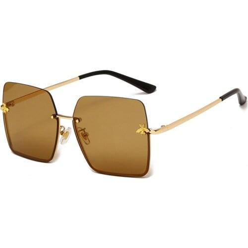 2021 new fashion little bee sunglasses women Star rimless sunglasses ins net red same style gradient sunglasses women