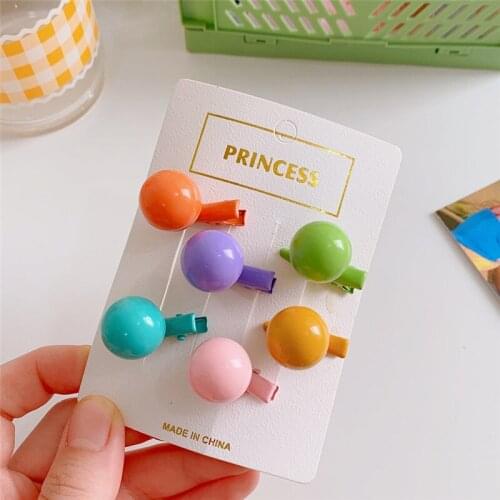 New Candy Color Hairpin Cute Metal Ball Word Folder For Girls 2021 Summer Hot