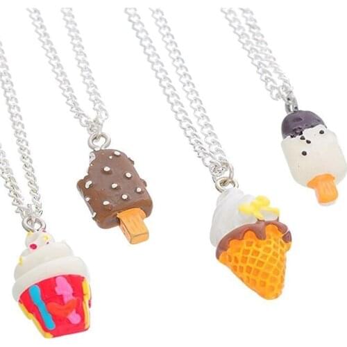 New Arrive Best Friends Forever Colorful Ice Cream Friendship Necklaces Set of 4 For Kids Gift