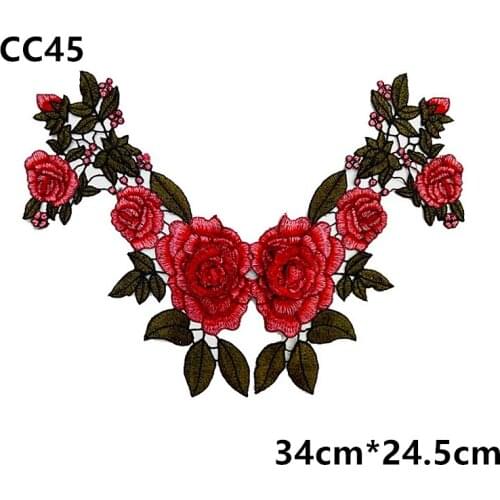 NEW National style red 3D polyester Embroidered flower patch venise lace collar Tuxedo clothing Accessories CC45