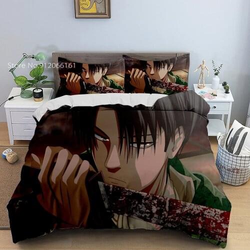 Japan Anime Duvet Cover For Kids Bedspread For Bed Attack on Titan Bedding Set Spring Winter Home Custom Bedclothes Decor