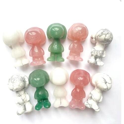 Wholesale Natural Crystal Healing Stone Animal Carving Crafts Crystal Dog Carving