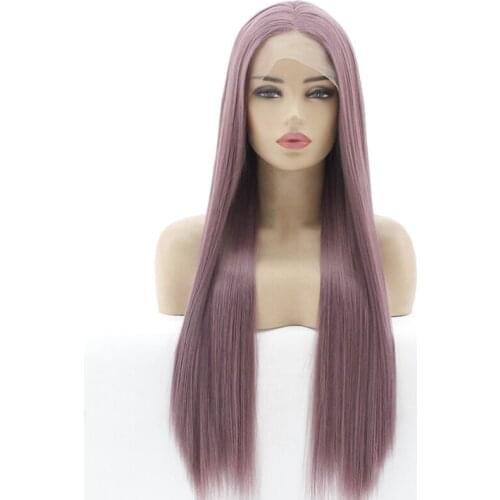 Mix Lavender Purple Synthetic Lace Front Wigs Long Silky Straight Heat Resistant Fiber Hair Natural Hairline For Women Cosplay