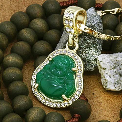 14k Gold Plated high fashion lucky smile Buddha Pendant green lover Nuo chain birthday gift