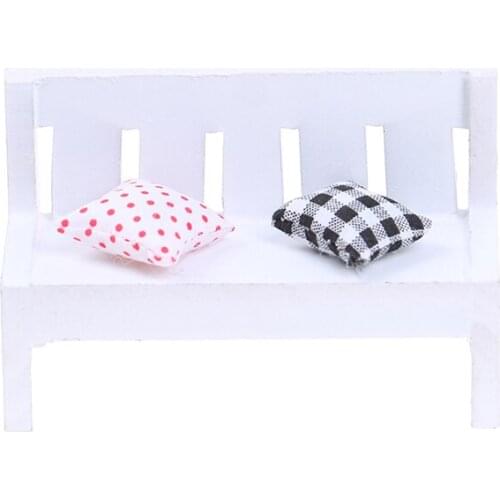 Modern Simple Miniature Wooden Bench Cushions Kid Dollhouse Home Garden Ornament Furniture Accessories