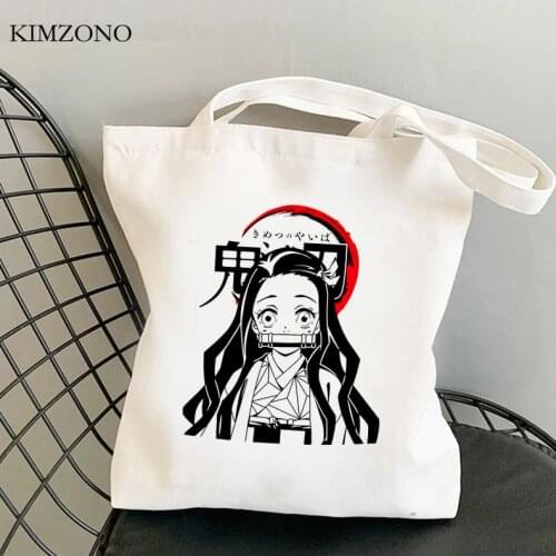 Demon Slayer Kimetsu No Yaiba shopping bag cotton shopper bolso jute bag shopper bag sac cabas foldable tote sac toile
