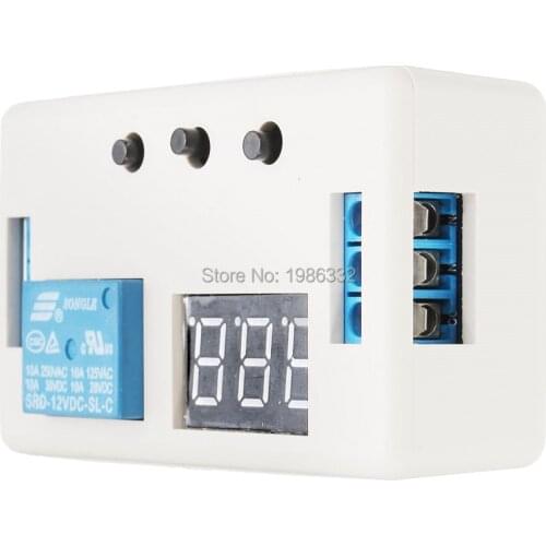 WS16 DC12V LED Display Automation Delay Timer Control Switch Multifunction Self-lock PLC Cycle Delay Time Relay Module with case