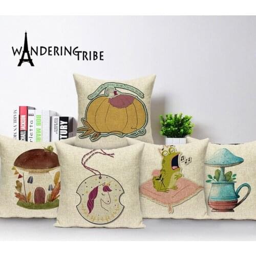 Tropical Cartoon Cushion Case Morocco Mushroom Throw Pillow Cover Print Cushions Covers Plant Pillows Cases Home Cushions Covers