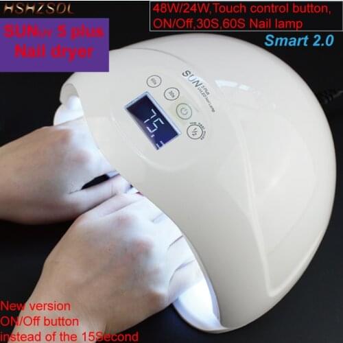 Touch smart control SUNUV 5plus 48W Nail Dryer White Lamp 365nm+405nm UV Lamp Curing Both LED Gel UV Gel Professional Nail Lamp