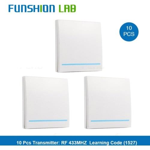 FUNSHION 10pcs 433MHz Universal Wireless Remote Control 86 Wall Panel RF Transmitter Receiver 1 2 3 Button For Home Light Switch