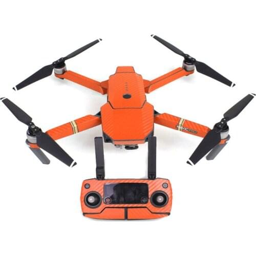 Waterproof Carbon Graphic Camera Drone Decals for DJI Mavic PRO Drone Body/ Remote Controller/ Battery/ Arm - Orange