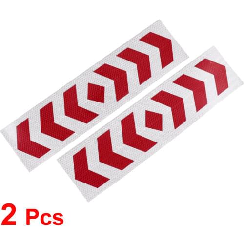 X Autohaux 2 Pcs Plastic Arrows Printed Type Car Suv Reflective Warning Sign Sticker Tape Red White