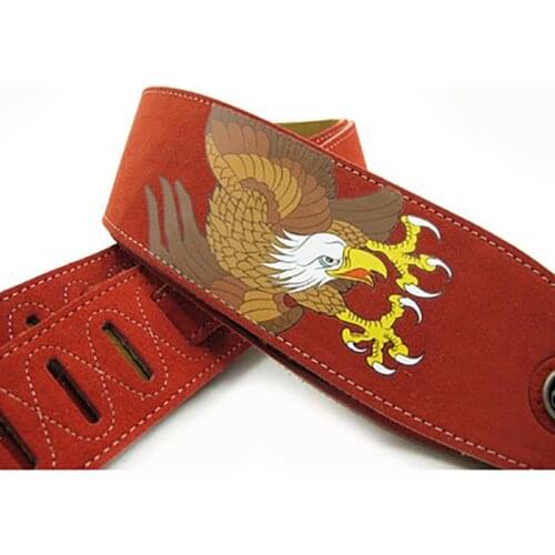 YUEKO High-Quality Leather Widened F-P213 Two-Layer Suede Soft Texture Flying Eagle Pattern Acoustic Guitar Strap Accessories