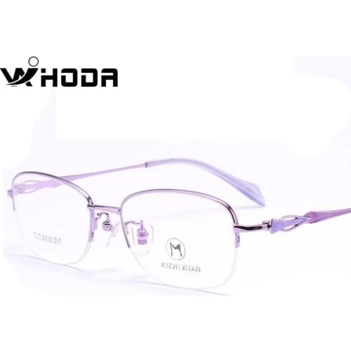 WIHODA Pure Titanium Half Frame Oval Lens Womens Glasses Frame, Glass Frames for Female Myopia & Hyperopia Prescription F80013