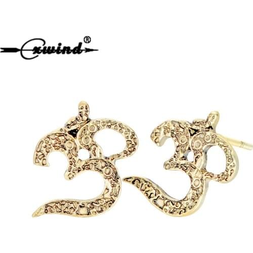 Cxwind Fashion Om Yoga Stud Earrings Buddhist Metal Earrings Hindu Geometric Om Symbol Jewelry for Womem Men Gift