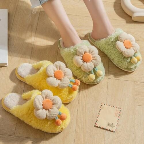 Women Winter Home Slippers Fashion Warm Indoor Shoes No-Slip Female Bedroom Plush slipper