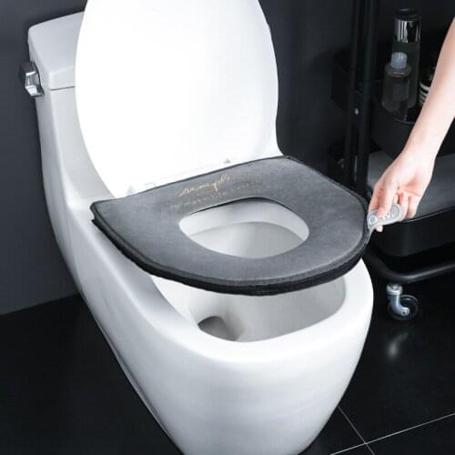 Winter Warm Toilet Seat Cover Washable Soft Plush Zipper WC Toliet Mat Pad Cushion Seat Covers Home Decoration Accessories