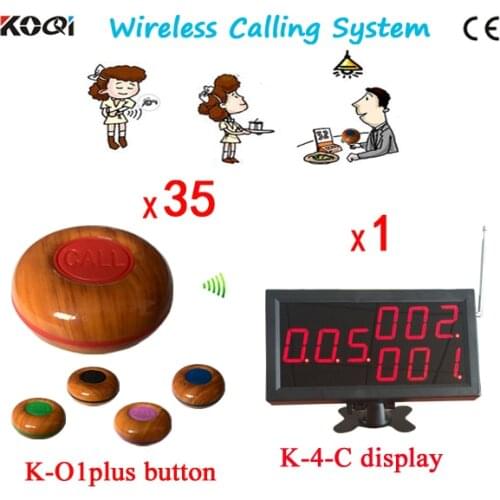 1 Set Wireless Calling System Waiter Call Service Paging System for Restaurant , 1 Panel Receiver+35 Buttons Free Ship