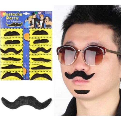 12pcs/set Halloween Party Costume Fake Mustache Moustache Funny Fake Beard Whisker Party Costume for Adult Kids Toys SN3755