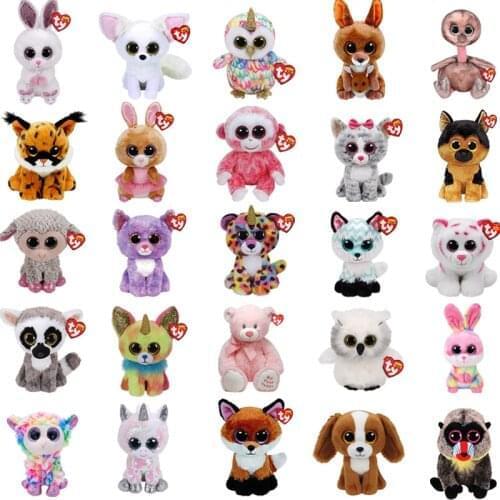 15CM TY Sheep Unicorn Monkey Leopard Fox Elephant Rabbit Cat Bear Owl Jaguar Dog Doll Plush Stuffed Animal Toy Christmas Gift