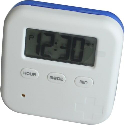 2Pcs/Pack 2 Row 4 Squares Smart With 5 Vibration Alarms Clock Reminder Medicine Cases Splitters Digital Round Pill Box Household