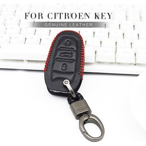 Genuine Leather Remote Car Accessories Key Case Cover for Citroen C3 C2 C6 C8 C1 C4 C5 X7 C4l Ds3 Ds5 Berlingo Key Chain Styling