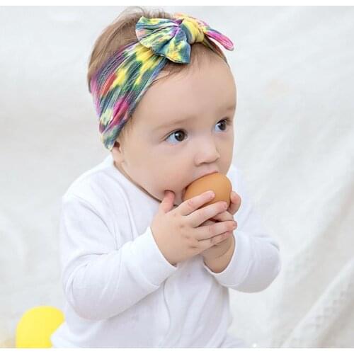 Baby Hair band Tie Dye Gradient Colorful Ties Dye Knit Bows Baby Hairband Comfortable Skin-Friendly Infant Headware for Kids