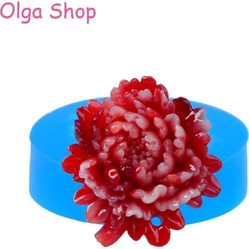 HYL304 25.4mm Flower Pendant Flexible Silicone Mold - Cake Topper, Fondant Craft, Gum Paste, Jewelry DIY, Candy, Icing, Resin