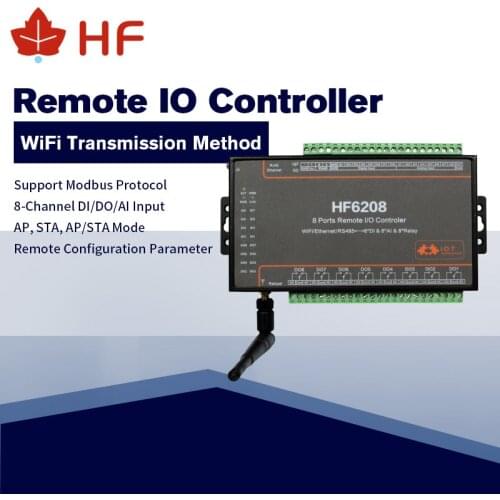 HF6208 8 DI 8 DO 8 Way Channel IO Controller RS485 Ethernet WiFi Remote Relay Controller support modbus TCP RTU