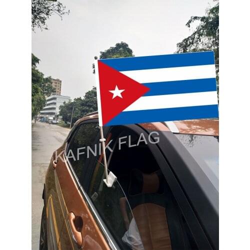 KAFNIK,30*45CM cuba Window Car Flags and Banners Countries World Custom Flags with 43/52cm flagpole for car decoration