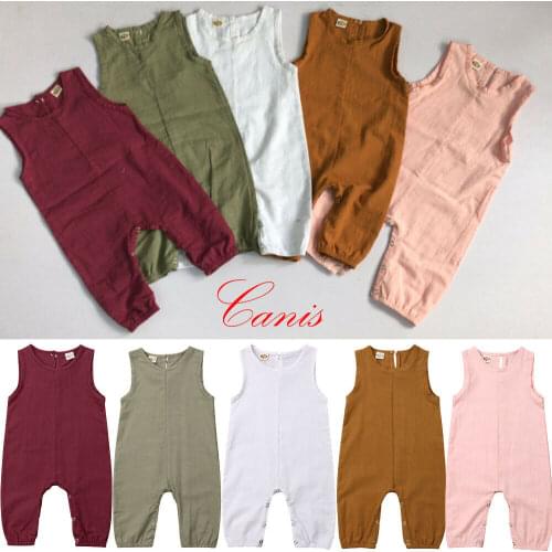Emmababy Newborn Baby Boy Girl Clothes Solid Color Sleeveless Cotton Romper Jumpsuit Outfit Playsuit 0-24M