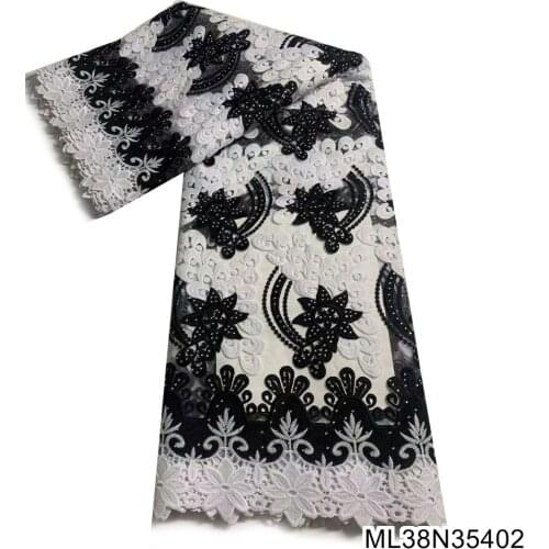 BEAUTIFICAL Nigerian lace fabric 2021 high quality lace 5yards mesh lace fabric french net lace fabric with stones ML38N354