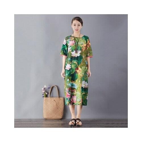 Summer Monet 's lotus Retro Art Dress