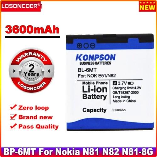 BP-6MT 3600mAh Mobile Phone Battery For NOKIA 5610 6110 Navigator 6500 Slide 6720 6720 classic E5 ,N78 N81,N81 8GB N82 BL-6MT