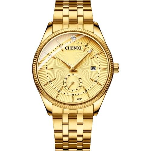 2021 Brand Watches Men Calendar Gold Quartz Luxury Hot Selling Wristwatch Golden Clock Male Rhinestone Watch Relogio Masculino