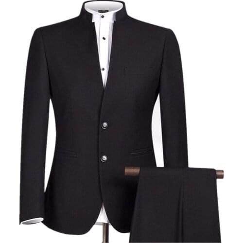 Mens suit 2-pcs suit Chinese style blazer+pants classic Chinese tunic men suit custom-made men business casual formal suits
