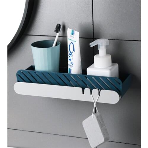 Wall Mounted Bathroom Shelf Shampoo Holder Rack Adhesive Kitchen Organizer Bathroom Accessories