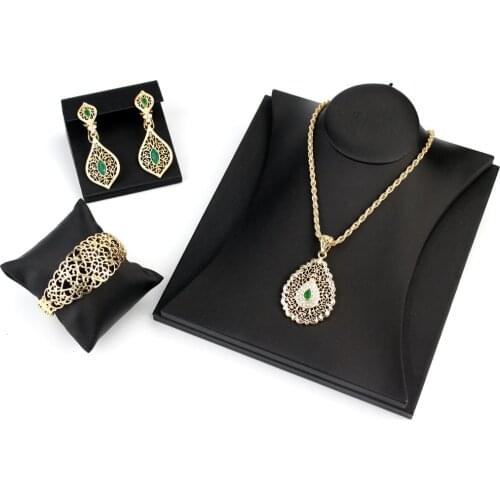 Neovisson Elegant Algeria Wedding Jewelry Sets Women Earring Necklace Cuff Bracelet Bangle Arab Gold Color Bijoux Bride Gift