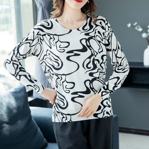New Fashion Women Printed Sweater Long Sleeve Jumpers Kintted Pullovers Sweater Loose Female Lady Soft Knitwear Autumn Winter