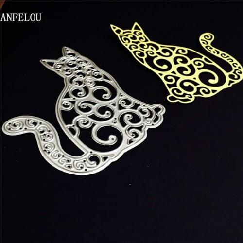 PANFELOU Metal craft The long tail cat paper die cutting dies for Scrapbooking/DIY Easter Halloween Greeting cards