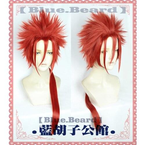 FF7 Final Fantasy VII Reno Cosplay Wigs Grell Sutcliff Cosplay Wigs High-temperature Fiber Synthetic Hair Red Long Hair +wig net