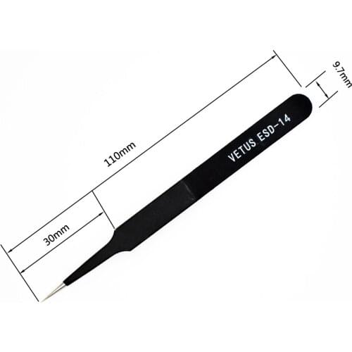 1pcs Vetus ESD 14 ESD-14 BGA Safe Anti-Static Tools Tweezers Makeup Tool Antimagnetic Free shipping