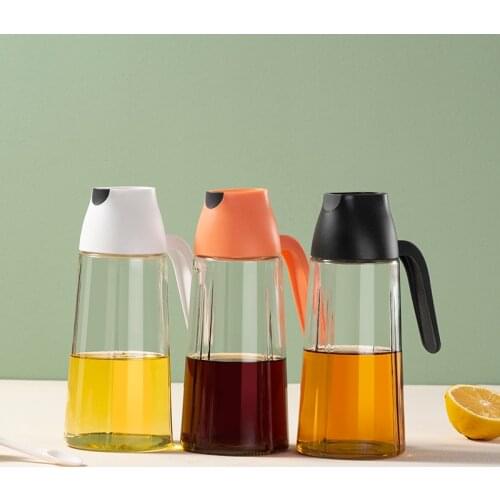 Prevent Oil Spill Oil Vinegar Bottle Oil Pot Sauce Pot Automatic Opening and Closing Glass Oil Pot Home Leakproof Oil Bottle