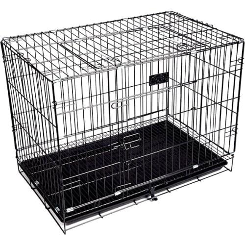 Clearance!\Cheap Foldable Pet Cat Cage Kennel Folding Metal Dog Crate with Double-Door Best Quality Easy Install 3 Colors