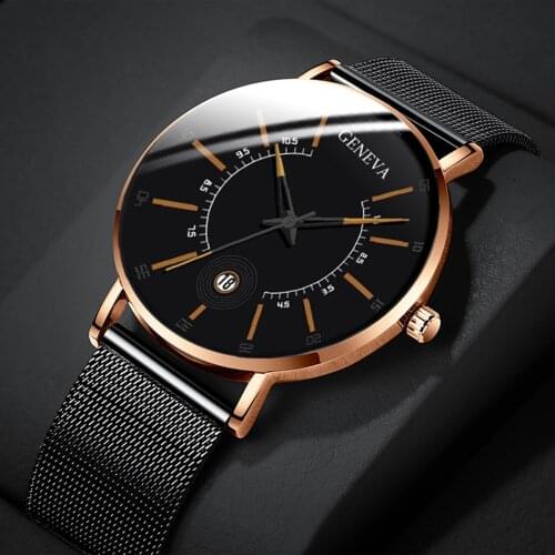 Luxury Temperament Mens Quartz Wristwatch Casual Simple Mens Watches Clock Masculino Stainless Steel Mesh Relogio Masculino
