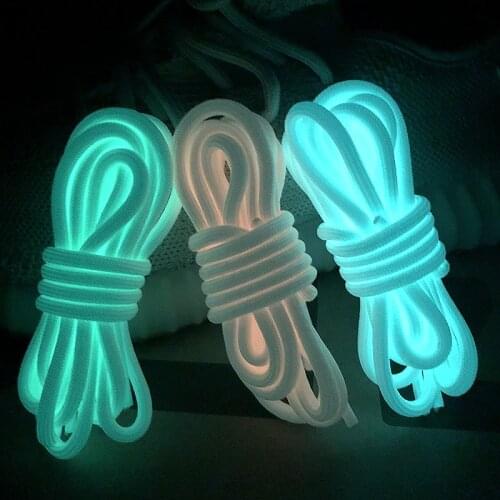 Round Thecordones Shoe Laces 1 Pair Shoelace Luminous Shoelaces Flat Sneakers Canvas Shoe Laces Glow In Night Color Fluorescent