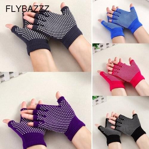 Women Cotton Gym Training Fitness Gloves Sports Weight Lifting Exercise Slip-Resistant Gloves Half Finger Breathable Yoga Gloves